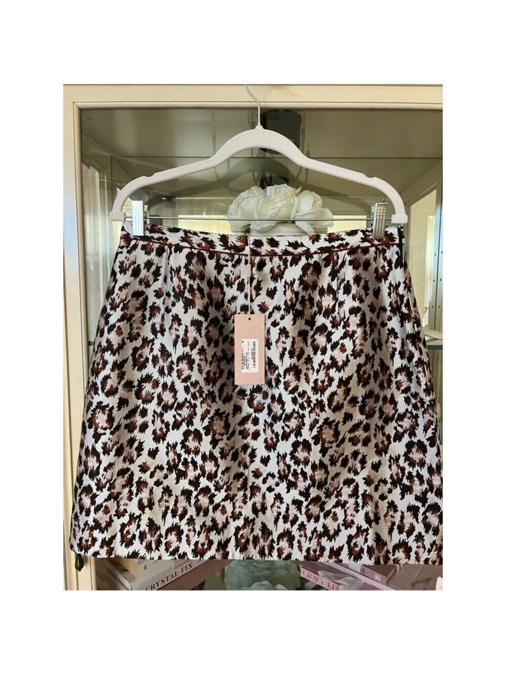 NWT Christopher Kane Leopard Print Mini Skirt Size 10 White Brown